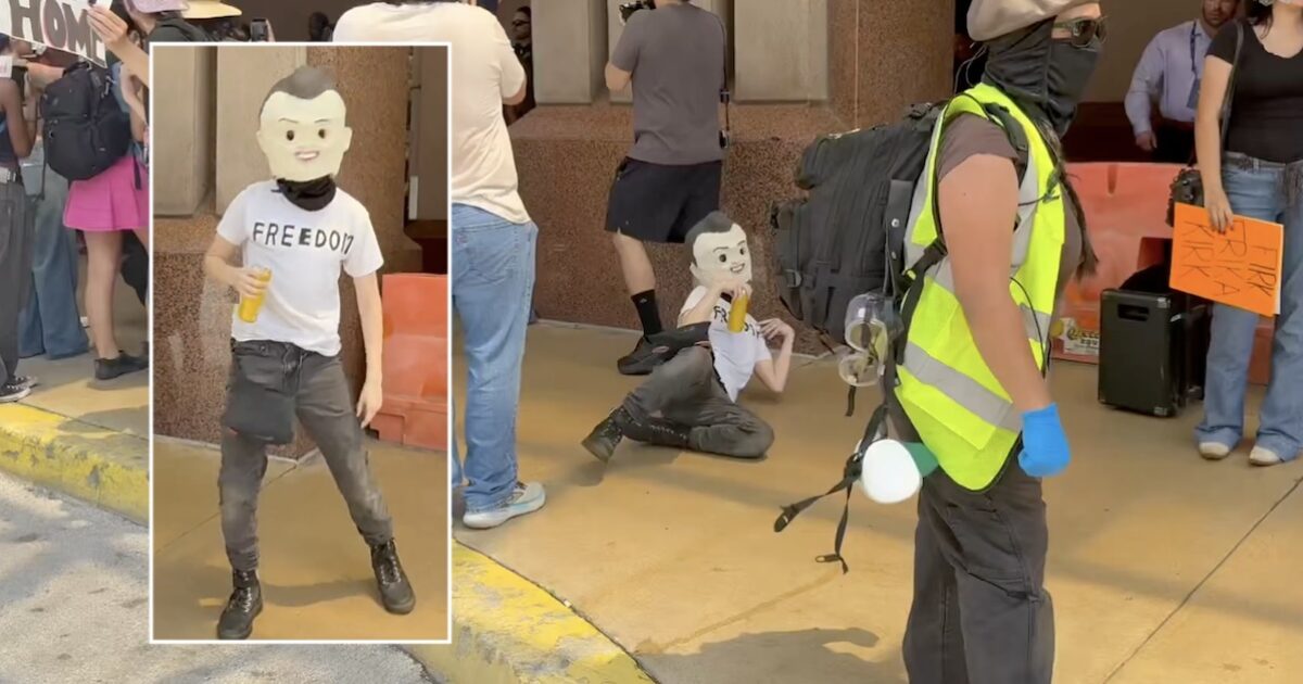 Protester dresses as Charlie Kirk and reenacts killing at event hosted by widow